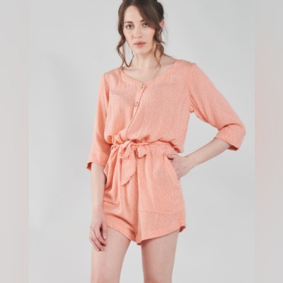 Rip Curl Pants - NWT  Rip Curl Tallow Spot Peachy Coral Romper with Tie Waist & Pockets (L)
